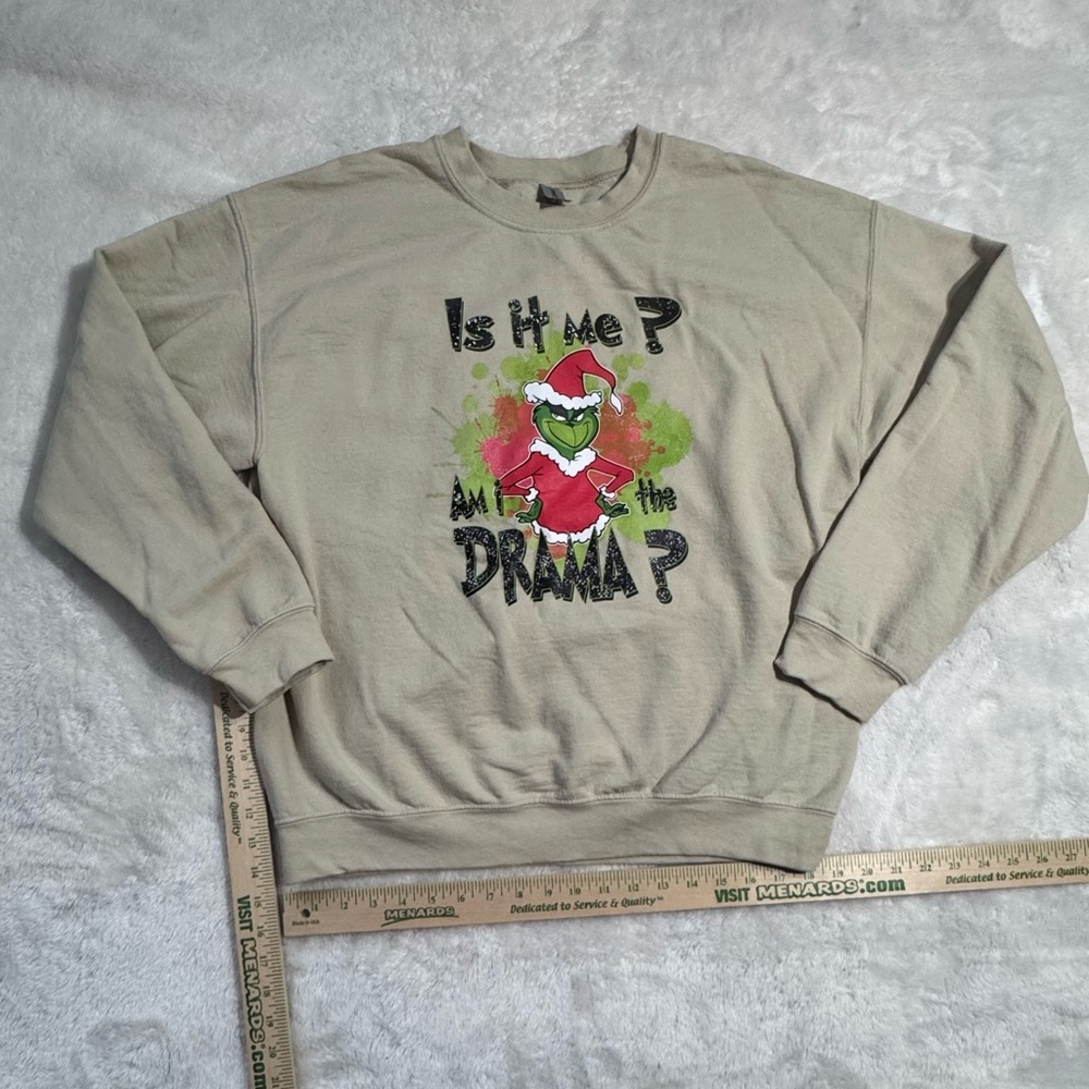 Funny The Grinch Christmas Am I A Drama Sweatshirt Large